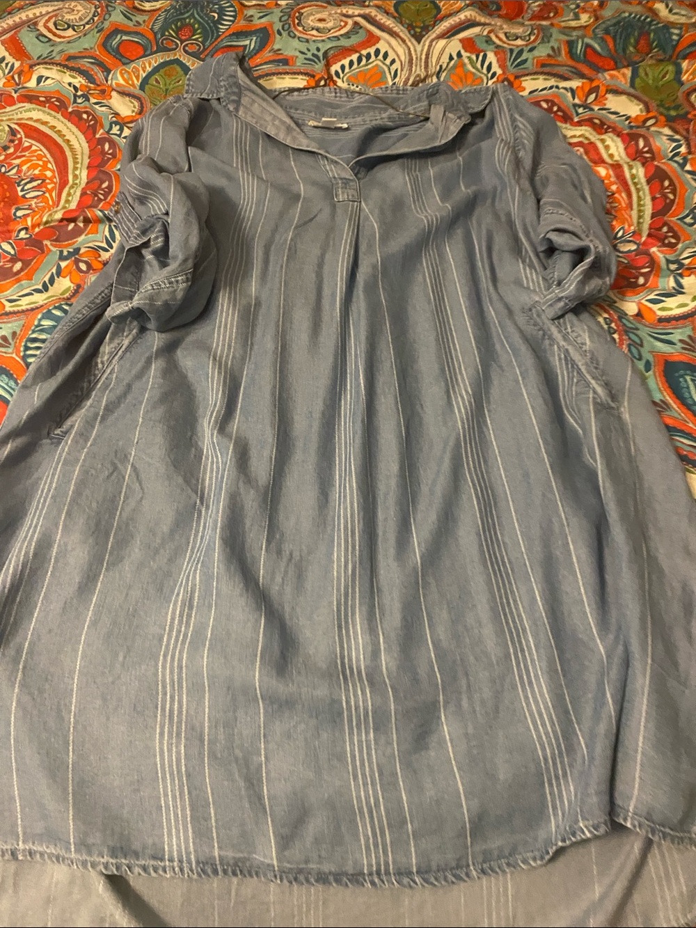 Market & Spruce Light Blue Striped Midi Dress